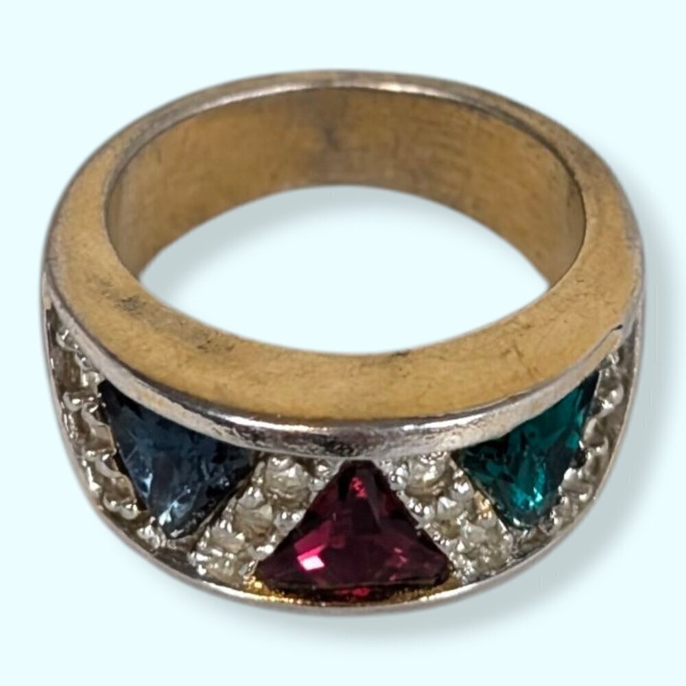 Vintage Multi-Tone Rhinestone Ring - Picture 5 of 7